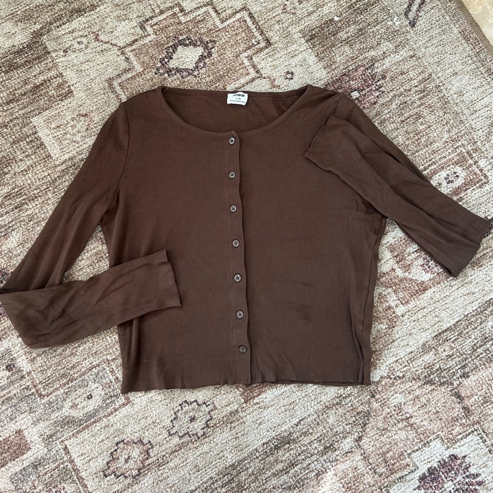Brown Button-Up Women's Long Sleeve